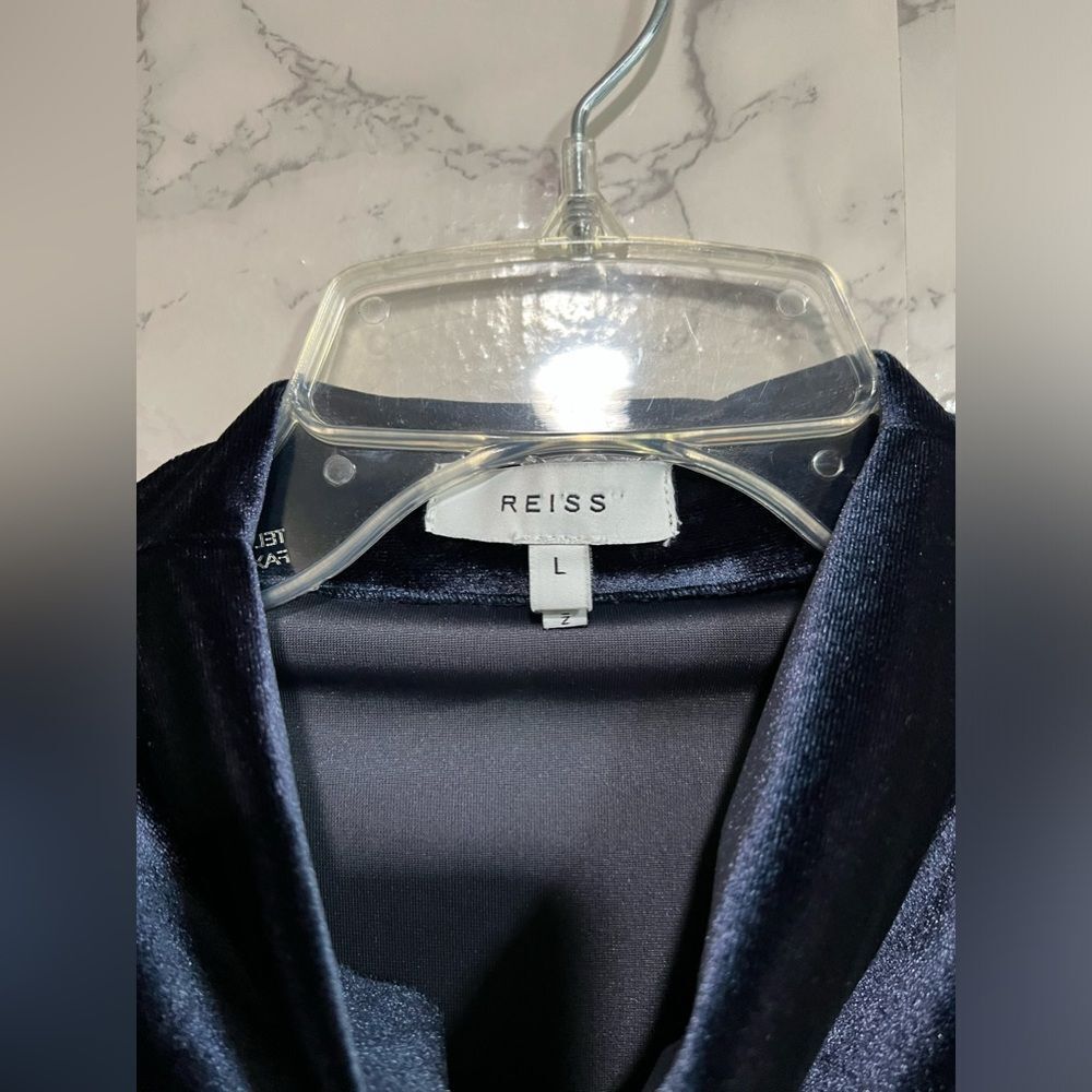 Reiss Velvet Sleeveless Cowl Neck Top in Navy - Picture 5 of 12